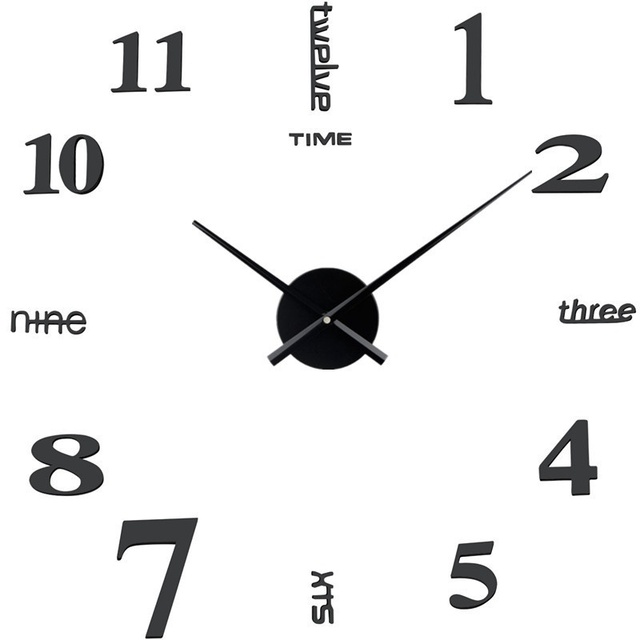 Three-Dimensional Acrylic DIY Wall Clock Creative Quartz Wall Sticker for Home Living Room Single Face Art Design Wholesale