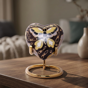 Heart shape metal urn Modern handmade urn Patio decor urn <b>jar</b> Metal urn for ashes - Product Image 1
