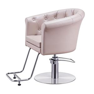 Sillón de Salón Hidráulico Tapizado en Cuero PU Color Champán, Giratorio, Ajustable en Altura, con Reposapiés, Equipo de Peluquería - Product Image 4