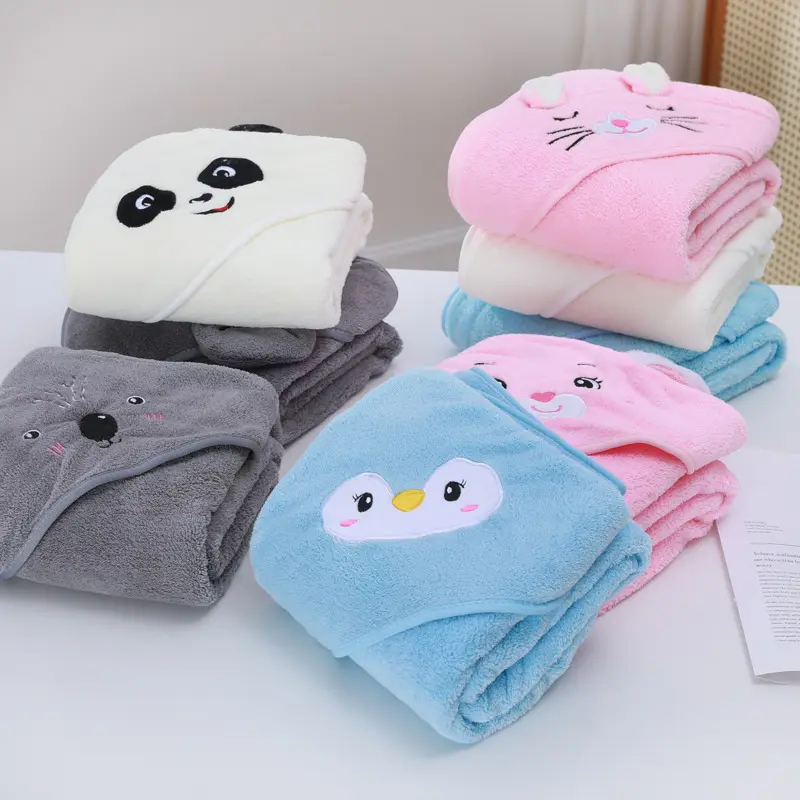 Blue Bath Towel 2023 new cute super absorbent and quick-drying baby hooded towels