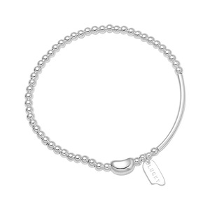 Bracelet en argent S925 <span class=keywords><strong>LCUKY</strong></span> Lucky Bean avec tube incurvé et perles en argent, design simple fait main pour femme, bracelet perlé polyvalent 6254 - Product Image 5