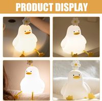 Lampe de nuit LED en silicone souple en forme de canard mignon et de fleur marguerite Goldmore, à piles, avec contrôle tactile Type-C