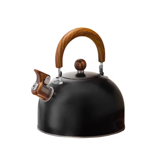 Bouilloire sifflante noire simple de style européen avec poignée en plastique, en acier inoxydable, compatible gaz et induction, et récipient de stockage hermétique - Product Image 1