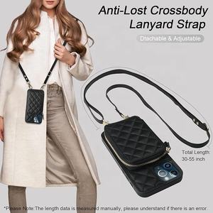 Laudtec Crossbody <b>Wallet</b> Case for iPhone 12 Pro Max Blocking PU Leather Zipper Handbag Purse Flip Card Lanyard Case - Product Image 2