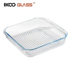 IKOO borosilicate glass baking pan square glass baking trays for oven