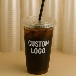 Sowin Group Tasse à café jetable en plastique <span class=keywords><strong>PET</strong></span> 12oz personnalisée avec couvercle modèle <span class=keywords><strong>PET</strong></span> Logo blanc pour eau minérale, boissons et café - Product Image 1