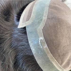 Cabello humano indio de 8x10 pulgadas, pelucas de prótesis de tupé anudadas a mano de color 1b con encaje frontal de 6 pulgadas con PU para <span class=keywords><strong>hombre</strong></span> - Product Image 3