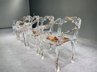 Chaise de salle à manger personnalisée en bois massif et résine époxy, vente directe JDW, cadeau pour meubles de maison, application pour villa