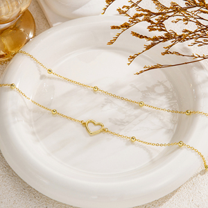 Chaîne de taille à perles espacées et cœur <span class=keywords><strong>creux</strong></span> pour femme, en laiton plaqué or, bijou de <span class=keywords><strong>corps</strong></span> - Product Image 3