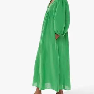 Nuevo Vestido Informal Bohemio con Cuello en V, Vestido Holgado de Algodón y Lino para Mujer, Estilo Veraniego - Product Image 4