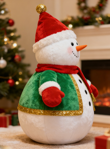 Série de Noël : Bonhomme de neige en peluche, doux et moelleux, en polyester et coton PP, brodé, pour la décoration intérieure - Product Image 3