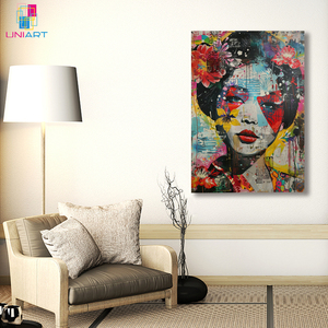 UNIART Banksy femme <span class=keywords><strong>japonaise</strong></span> toile <span class=keywords><strong>peinture</strong></span> accrocheur graffiti décoration murale cadeau parfait pour les amateurs de culture amoureuse - Product Image 3