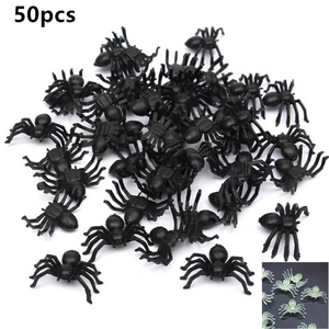 Vente en gros de petites araignées noires en PVC, 50 pièces/sac, jouets décoratifs d'Halloween, accessoires de farces amusants et réalistes - Product Image 2