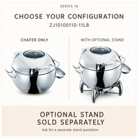 Chauffe-plat de buffet en acier inoxydable avec couvercle en verre rond et charnière mécanique, compatible induction, pour la restauration
