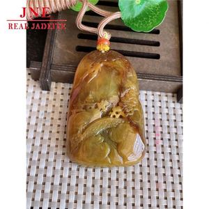 Natural un tipo mono oveja Zodiaco guardián hombres y mujeres Jade colgante amarillo Jadeíta Xianglong Vairocana colgante 72 .. 41G - Product Image 2