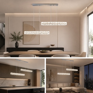 Lustre suspendu pour salon, restaurant, populaire, en cristal K9, en acier inoxydable chromé, luminaires suspendus - Product Image 5