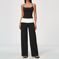 Ensemble de yoga pour femmes, coupe ajustée, col montant, manches longues, color block, tenue de sport pour l'entraînement, pilates, vêtements de sport OEM, logo personnalisé