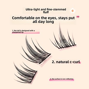 Pestañas Postizas BQI con Efecto <span class=keywords><strong>de</strong></span> Pluma, Ojo Redondo, Diseño <span class=keywords><strong>de</strong></span> Perro Adorable, Racimo Individual, Tallo Fino, Seccionales, para Ojos <span class=keywords><strong>de</strong></span> Dibujos Animados, Rizado Natural, Estilo Coreano - Product Image 4