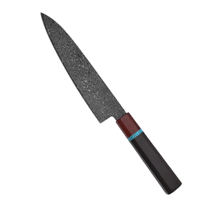 Japanese Style Kiritsuke <b>Slicing</b> <b>Knife</b> 6.7 Inch Damascus Steel Blade Black Stone Finish Octagonal Ebony Wood Handle Ambidextrous - Product Image 1