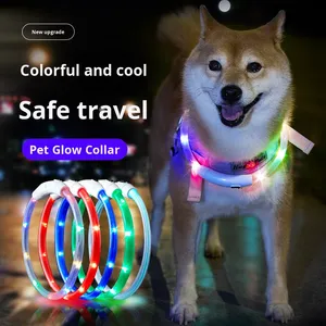 7색 방수 반사 USB 충전식 대형견용 DIY 절단 도구 포함 분실 방지 야광 목줄 - Product Image 5