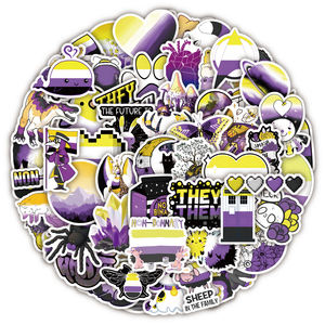 50pcs non binaire fierté autocollant Pack logo personnalisé étanche dessin animé vinyle découpé décoratif pansexuel autocollants pour adultes - Product Image 1