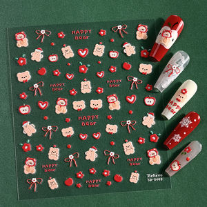 Autocollants pour ongles en 3D en gros, thème de Noël, dessin animé, Père Noël, pain d'épices, autocollants pour ongles écologiques et sûrs pour la <span class=keywords><strong>manucure</strong></span> DIY - Product Image 6