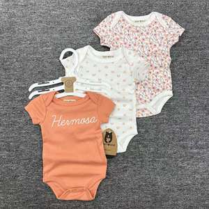 Macacão de Verão de Manga Curta para Bebês Meninos e Meninas, Conjunto de Algodão de Três Peças com Estampa - Product Image 3