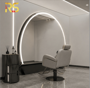 Espejo LED Redondo Moderno de Acero Inoxidable para Montar en la Pared, con Interruptor Táctil y Cambio de Temperatura de Color, para Salón de Belleza - Product Image 1