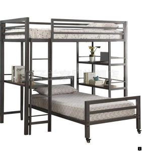 Новая Стальная металлическая кровать для взрослых, двухъярусная кровать для гостиниц, гостиниц, мотелей, общежитий, односпальная кровать, полноразмерная - Product Image 3