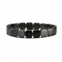 Bracelet en perles personnalisées en hématite naturelle, bracelet en perles rectangulaires en hématite et œil de tigre pour femme et homme