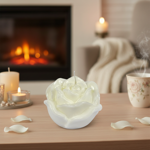 Candele Decorative Bianche a Forma di Rosa Lucida - Product Image 3