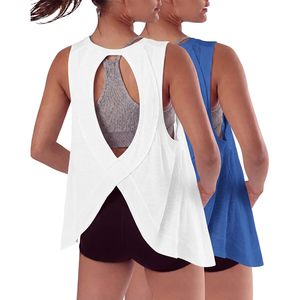 FOXA Lot de 2 hauts de sport oversize sans manches à dos ouvert pour femme – Idéal pour le yoga et la mode estivale - Product Image 1