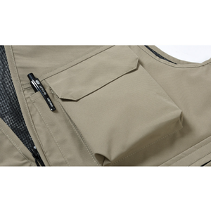 Haute qualité hommes été refroidissement gilet respirant utilitaire Cargo fermeture éclair pour la pêche en plein air travail Photos poches pratiques - Product Image 5
