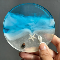 Sous-verres en résine océanique ronds/hexagonaux, sous-verres en époxy personnalisables motif vague de plage, ensemble de sous-verres antidérapants en résine pour café et thé