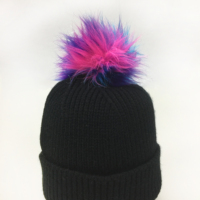 10cm couleur bleu violacé fourrure artificielle en peluche fausse fourrure de renard pompon avec bouton pour bonnet chapeau (pour les articles en stock uniquement)