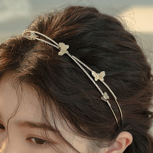 ห่วงรัดผมสำหรับเจ้าสาวทำจากหินเซอร์โคเนียรูปผีเสื้อสองชั้นแบบชาวยุโรปและอเมริกัน - Product Image 2