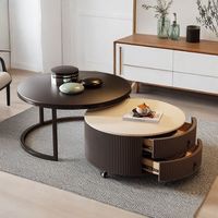 Table basse extensible moderne en marbre et verre avec rangement pour petits appartements