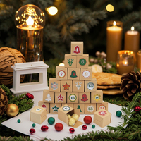 Calendrier de l'Avent de Noël 24 boîtes pliables en papier kraft recyclables 5x5x5cm pour bonbons, chocolats et cadeaux de fête