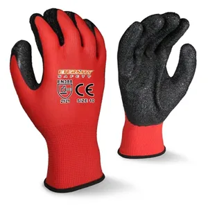 ENTE安全工作手套乳胶涂层工作安全手套供应商13g聚酯安全橡胶手套