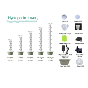 Torre de Cultivo Vertical Aeropónica e Hidropónica de <span class=keywords><strong>5</strong></span>/7/9/11/12/13 <span class=keywords><strong>Niveles</strong></span> con Luz LED para Cultivo de Vegetales en el Hogar - Product Image 5