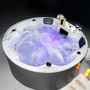 Bañera de hidromasaje apresurada bañera de masaje de plástico para exteriores redonda extra grande con exteriores