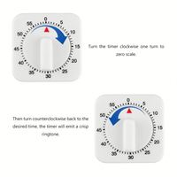 Timer Dapur Mekanis 6cm 60 Menit Alarm Pendulum Persegi Tanpa Baterai Diperlukan Pengatur Waktu Belajar Pengingat Jam Saat Memasak dan Makan