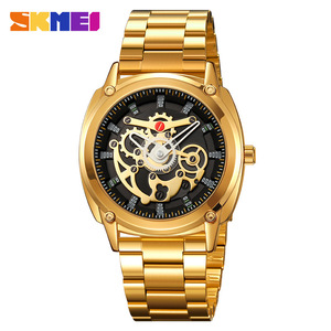 Skmei Men's Mechanical Watch Stainless Steel Strap Black 3D Dial Quartz Movement Water Resistant 10m - Product Image 5