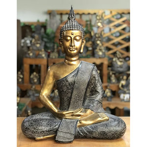 Statue de tête de <span class=keywords><strong>Bouddha</strong></span> géante écologique en résine craquelée pour la conception de paysages tropicaux, inspirée du style bouddhiste - Product Image 5