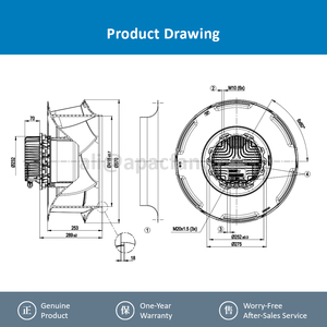 Ventilador centrífugo industrial ebmpapst R3G560-RB32-10 de gran caudal, ahorro de energía, duradero, para equipos de ventilación comercial y AHU. - Product Image 4