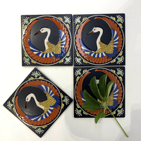 Carreaux à motifs mexicains de style du milieu du siècle 6 pouces par 6 pouces Villa Talavera Carreaux de cheminée pour mur et sol de cuisine
