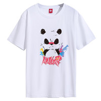 T-shirt décontracté unisexe LUSHANGHAI style chinois créatif à manches courtes, col rond, en pur coton, imprimé animal, coupe ample