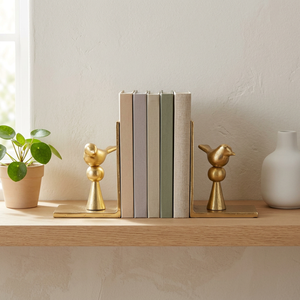 AK Brass Gold Finished Bird Metal <b>Bookends</b> Set Of 2 Customized Decorative Book Ends for Table Shelf Home Office Decor - Product Image 1