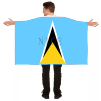 Cape patriotique personnalisée drapeau national d'Antigua, en polyester, à porter sur le corps, avec les mains en plein air, pour l'encouragement lors des matchs sportifs