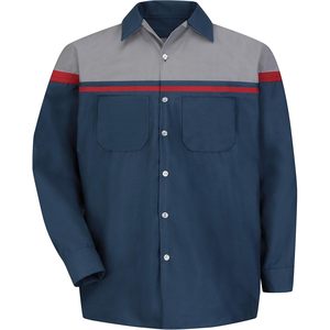 เสื้อเชิ้ตทำงานผู้ชายสีแดงเข้ม/กุหลาบ/สีเทาอ่อนขนาด2X-Large - Product Image 1